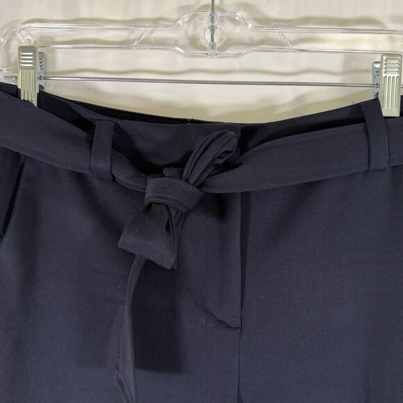 Loft Dress Pants Women's Petite 4 Blue Tie Waist Cuffed Hem Zip Button Slim Leg - Picture 5 of 12